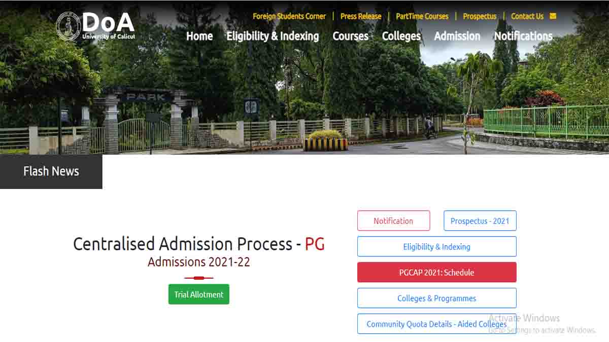 Calicut University PGCAP Second Allotment