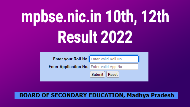 mpbse.nic.in 2022 10th 12th result