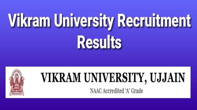 Vikram University Recruitment