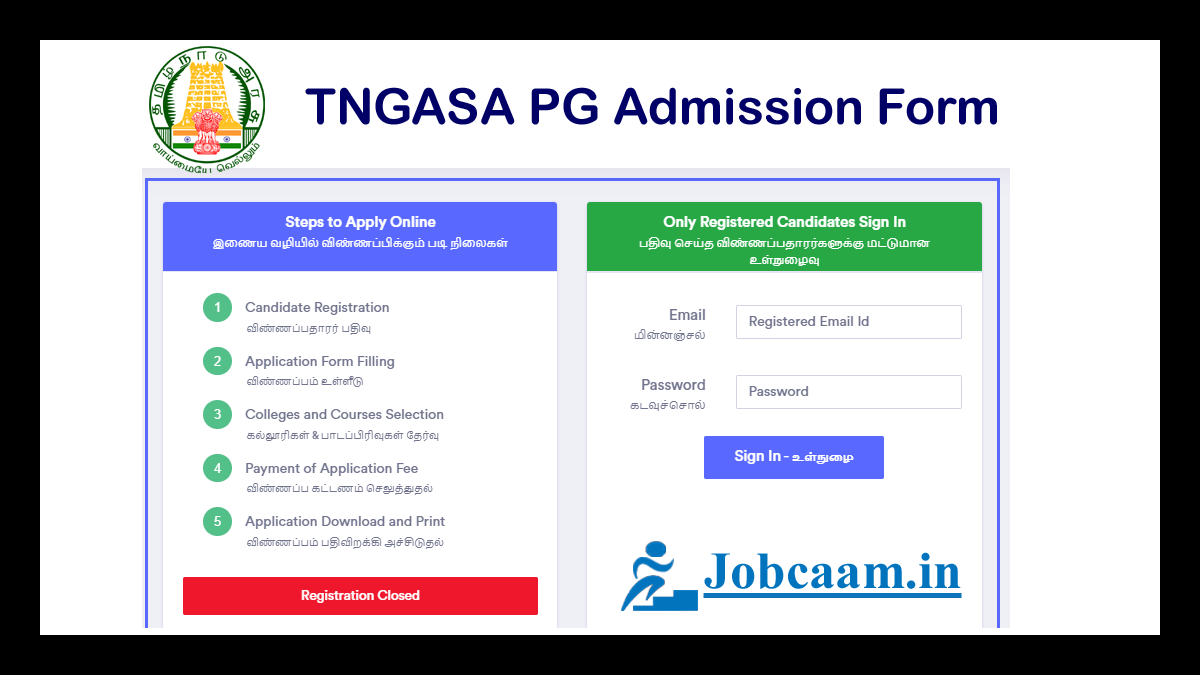 TNGASA PG Online Application Form