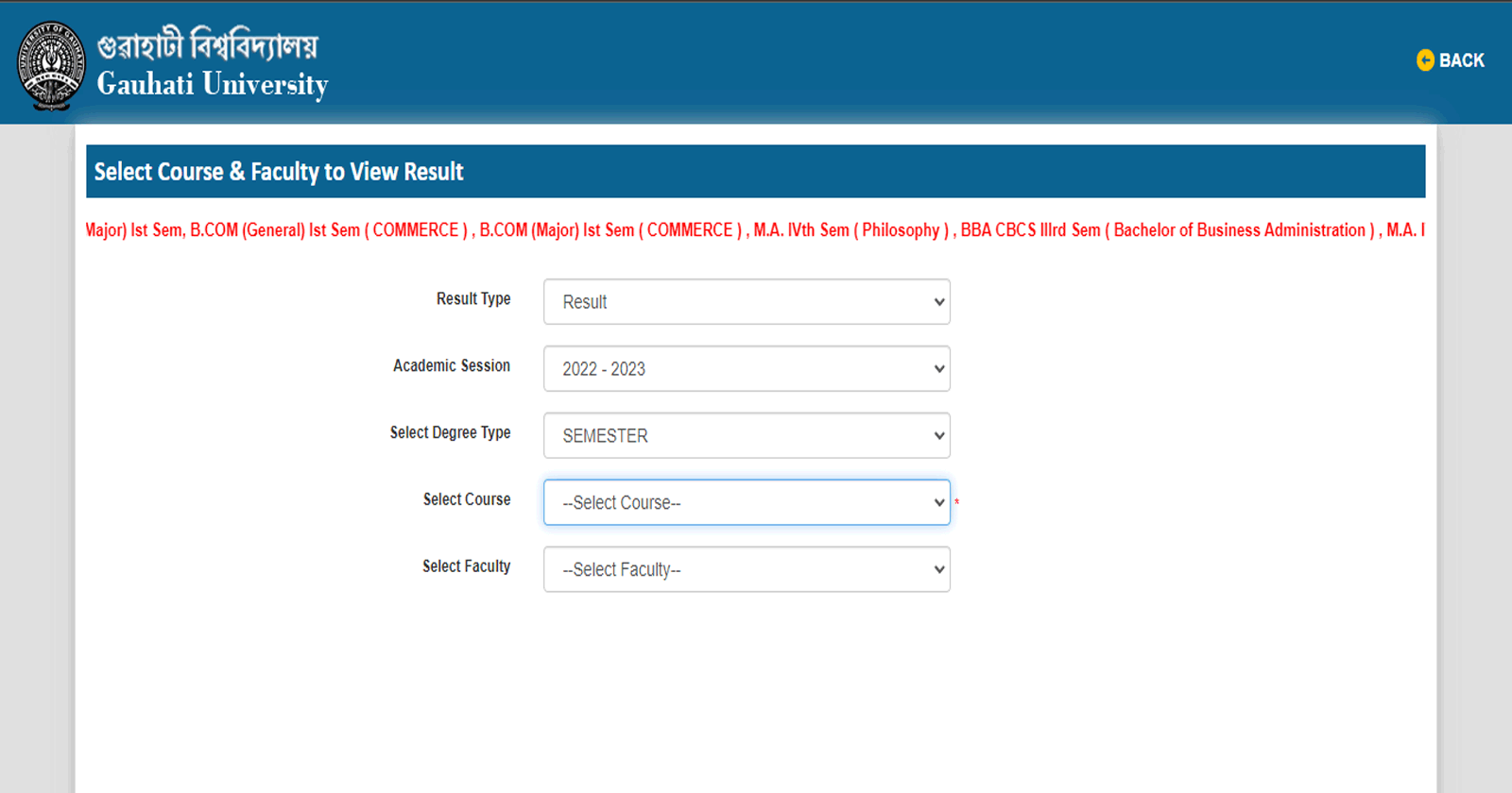 Gauhati University 1st Sem Results 2022