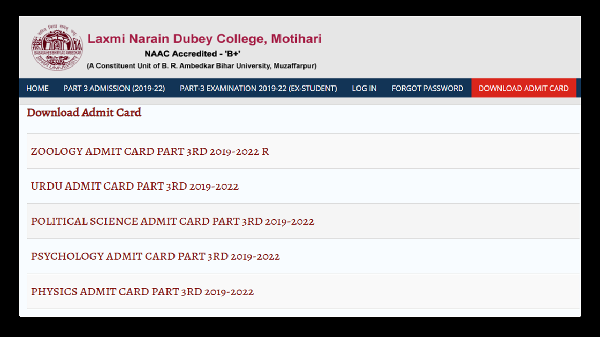 LND College Part 3 Admit Card