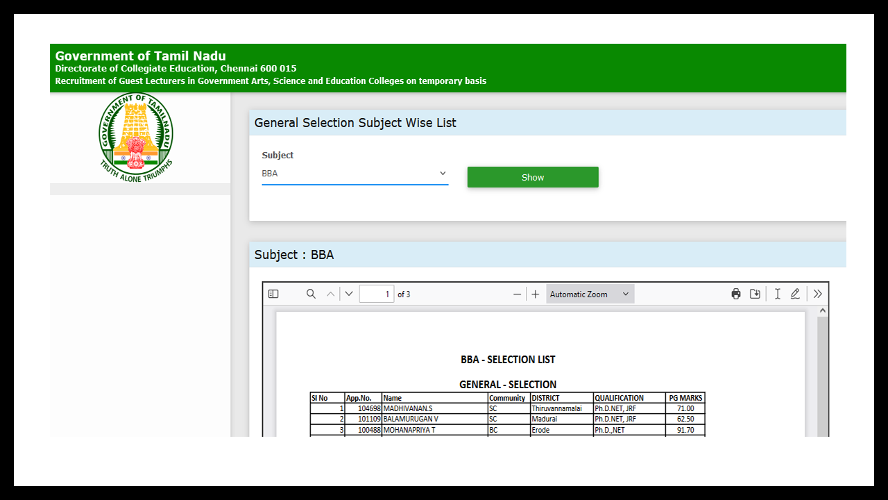 TNGASA Online Application form 2023 tngasa in ug admission 2023