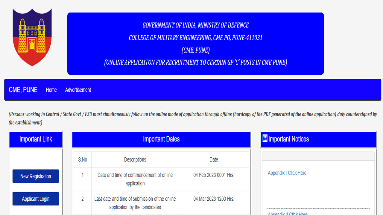 CME Pune Recruitment 2023 Apply for 119 Group C Notification at cmepune.edu.in